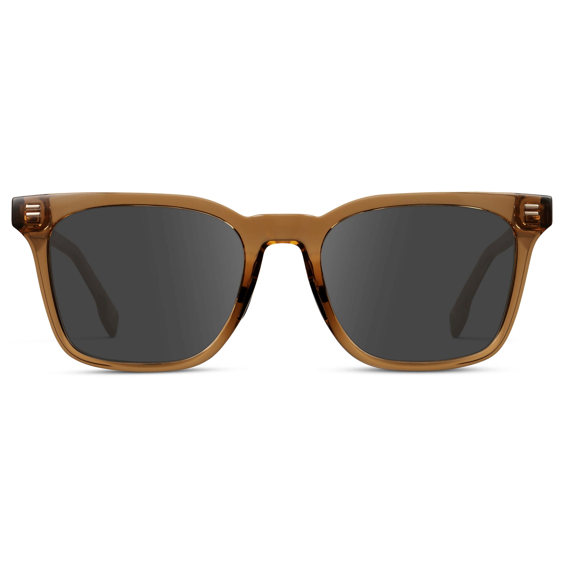 Crystal Brown / Grey || Men's Classic Rectangular Golf and Sport Prescription Sunglasses with Brown Acetate Frame and Grey Prescription Lens