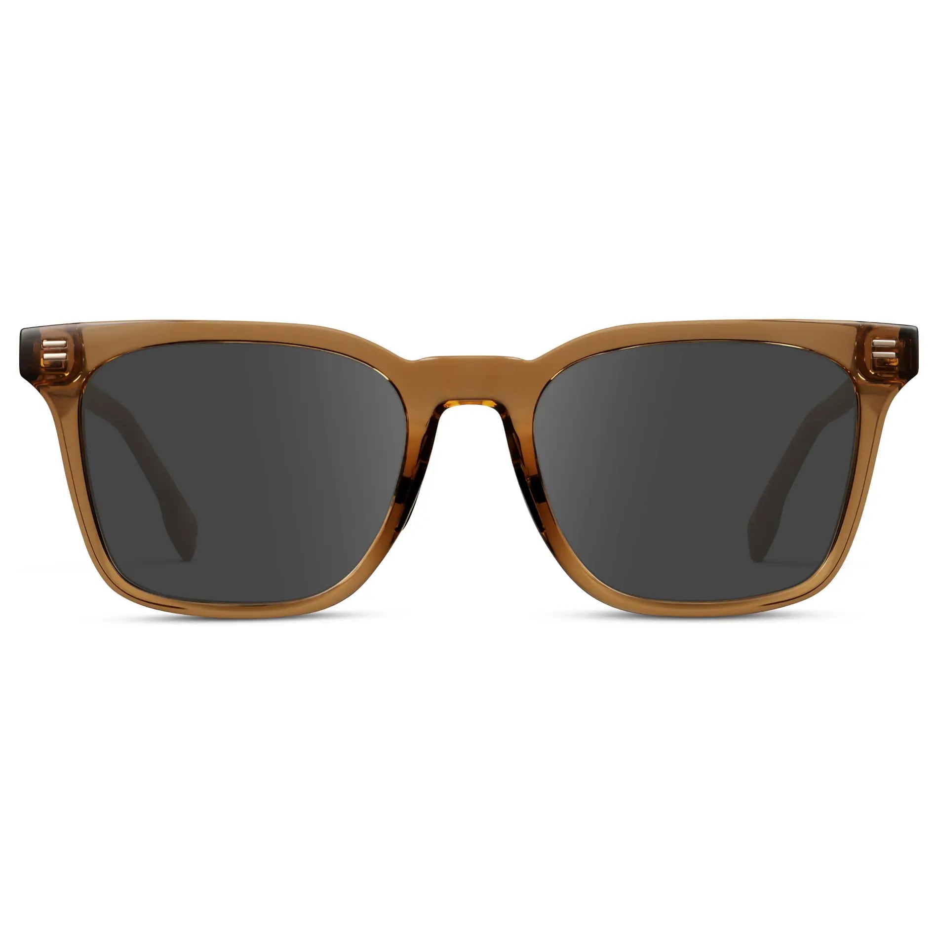 Crystal Brown / Grey || Men's Classic Rectangular Golf and Sport Prescription Sunglasses with Brown Acetate Frame and Grey Prescription Lens