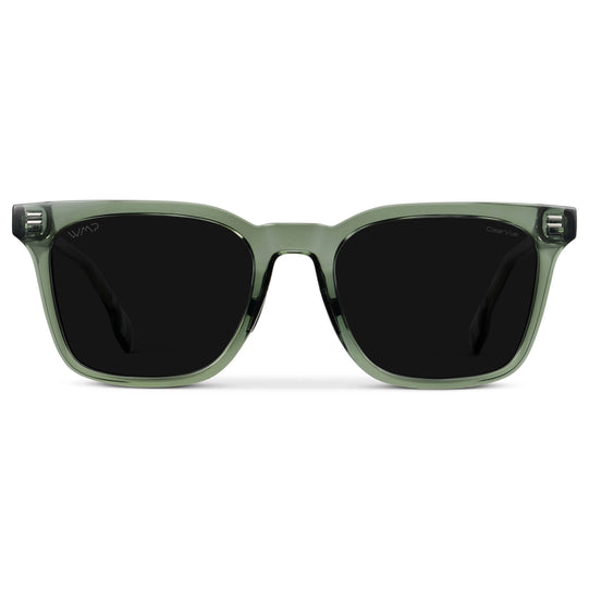 Crystal Agave Green / Triple Black Lens || Men's Classic Rectangular Golf and Sport Sunglasses with Crystal Agave Green Acetate Frame and Triple Black Polarized Oleophobic Lens