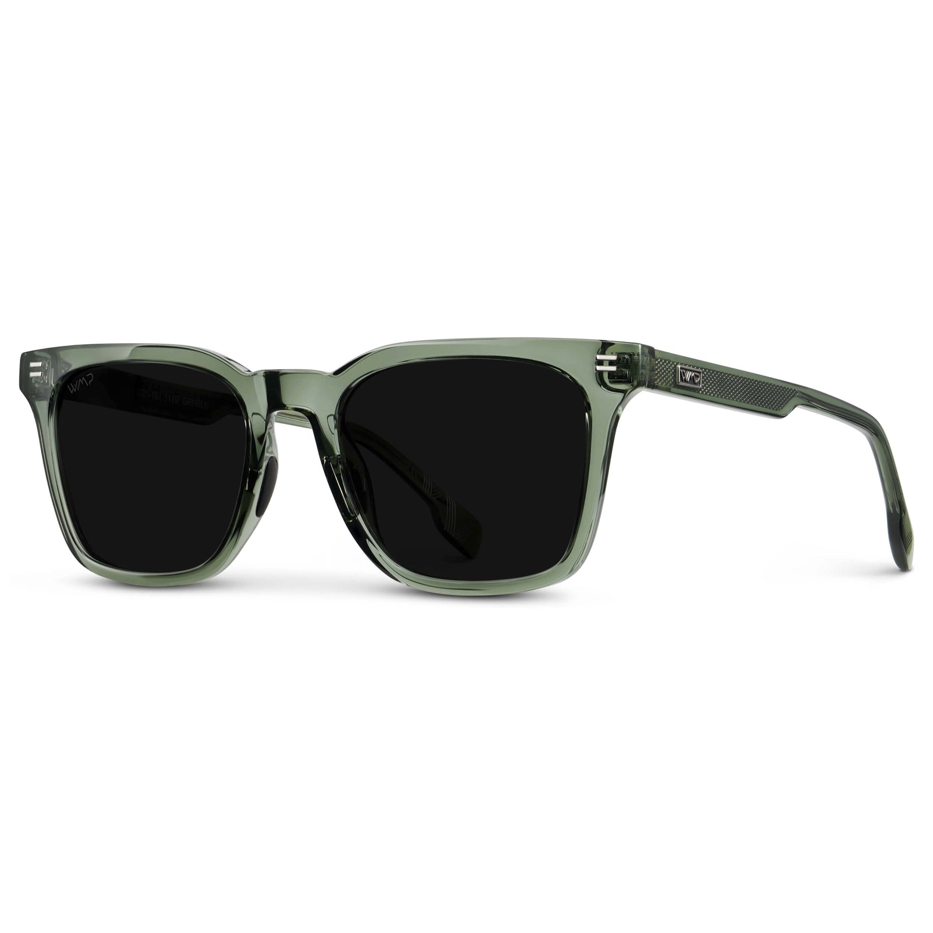 Crystal Agave Green / Triple Black Lens || Men's Classic Rectangular Golf and Sport Sunglasses with Crystal Agave Green Acetate Frame and Triple Black Polarized Oleophobic Lens