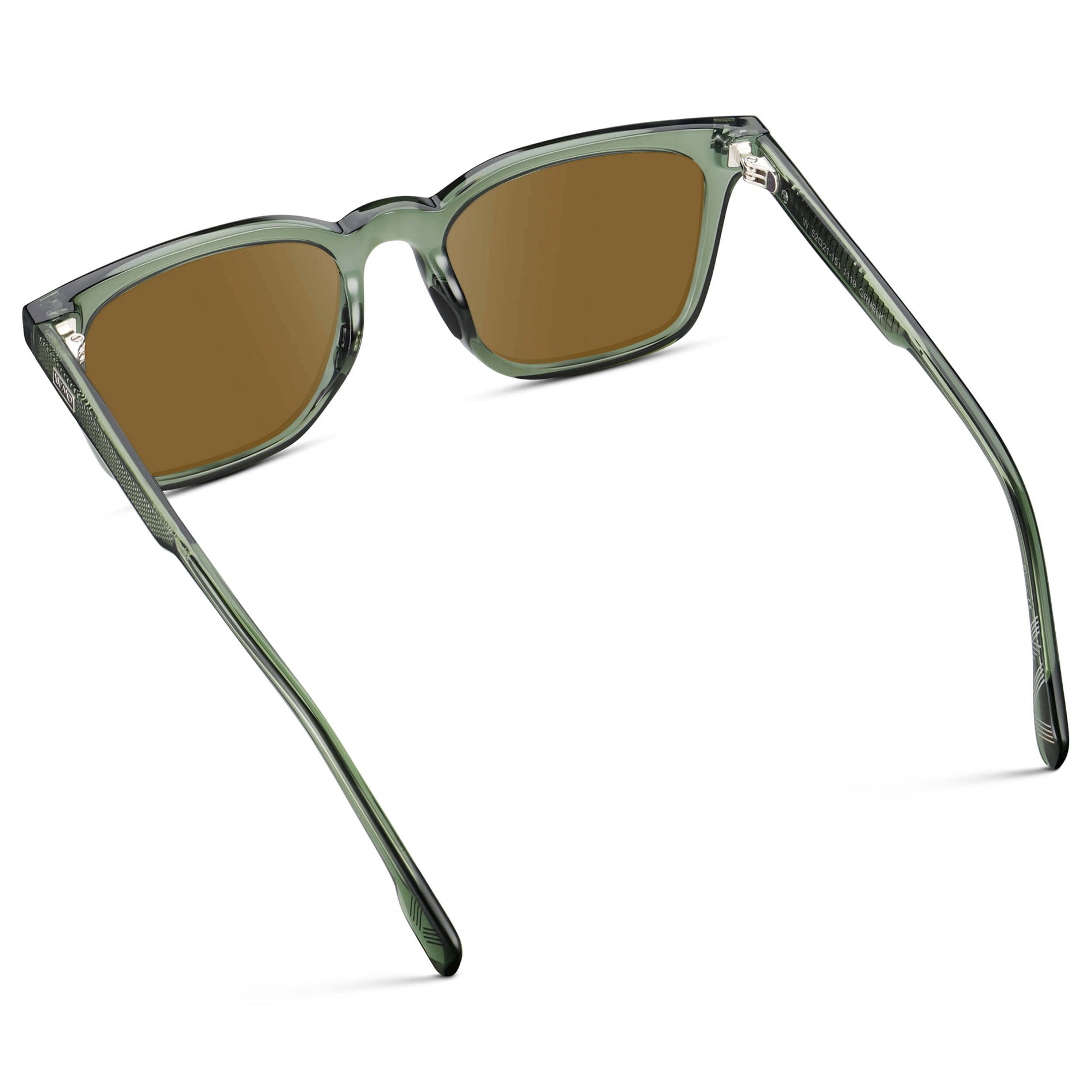 Crystal Agave Green / Amber || Men's Classic Rectangular Golf and Sport Prescription Sunglasses with Green Acetate Frame and Brown Prescription Lens