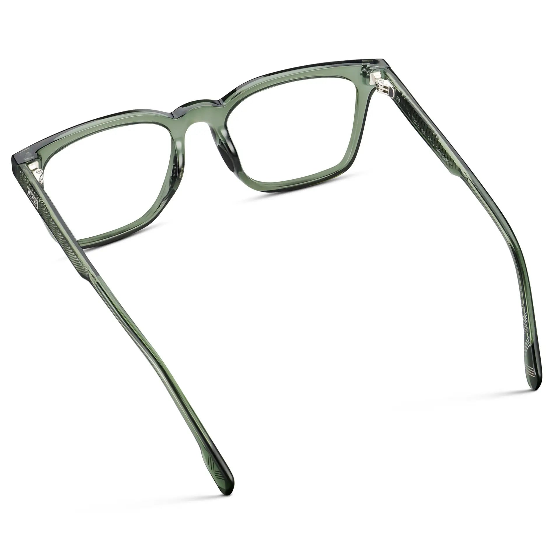 Crystal Agave Green || Back view of Men's Classic Rectangular Golf and Sport Eyeglasses with Green Acetate Frame and Clear Prescription Lens on a white background
