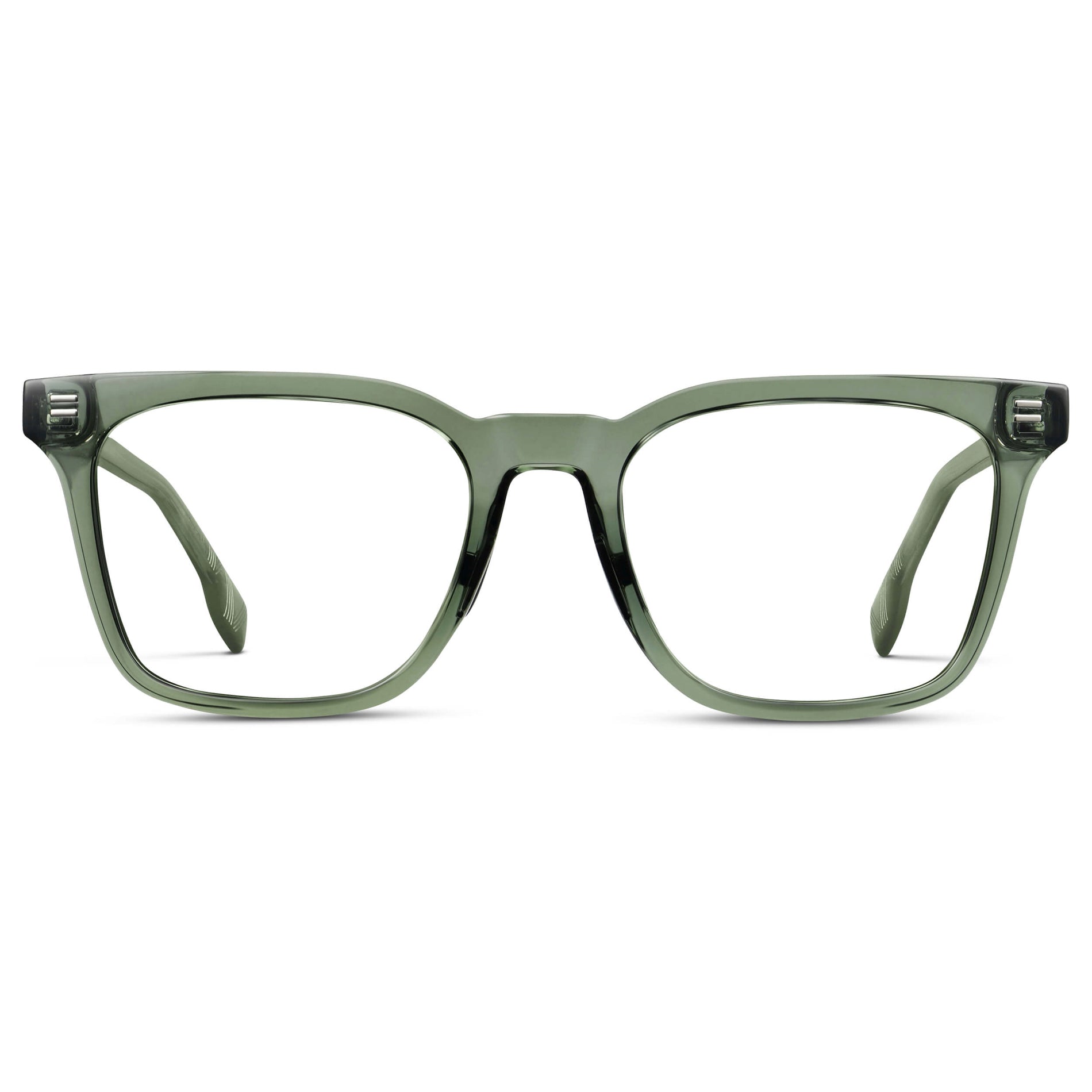 Crystal Agave Green || Men's Classic Rectangular Golf and Sport Eyeglasses with Green Acetate Frame and Clear Prescription Lens