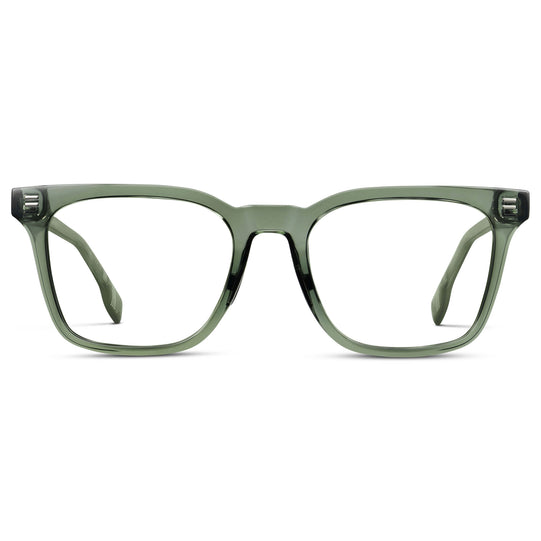 Crystal Agave Green || Men's Classic Rectangular Golf and Sport Eyeglasses with Green Acetate Frame and Clear Prescription Lens