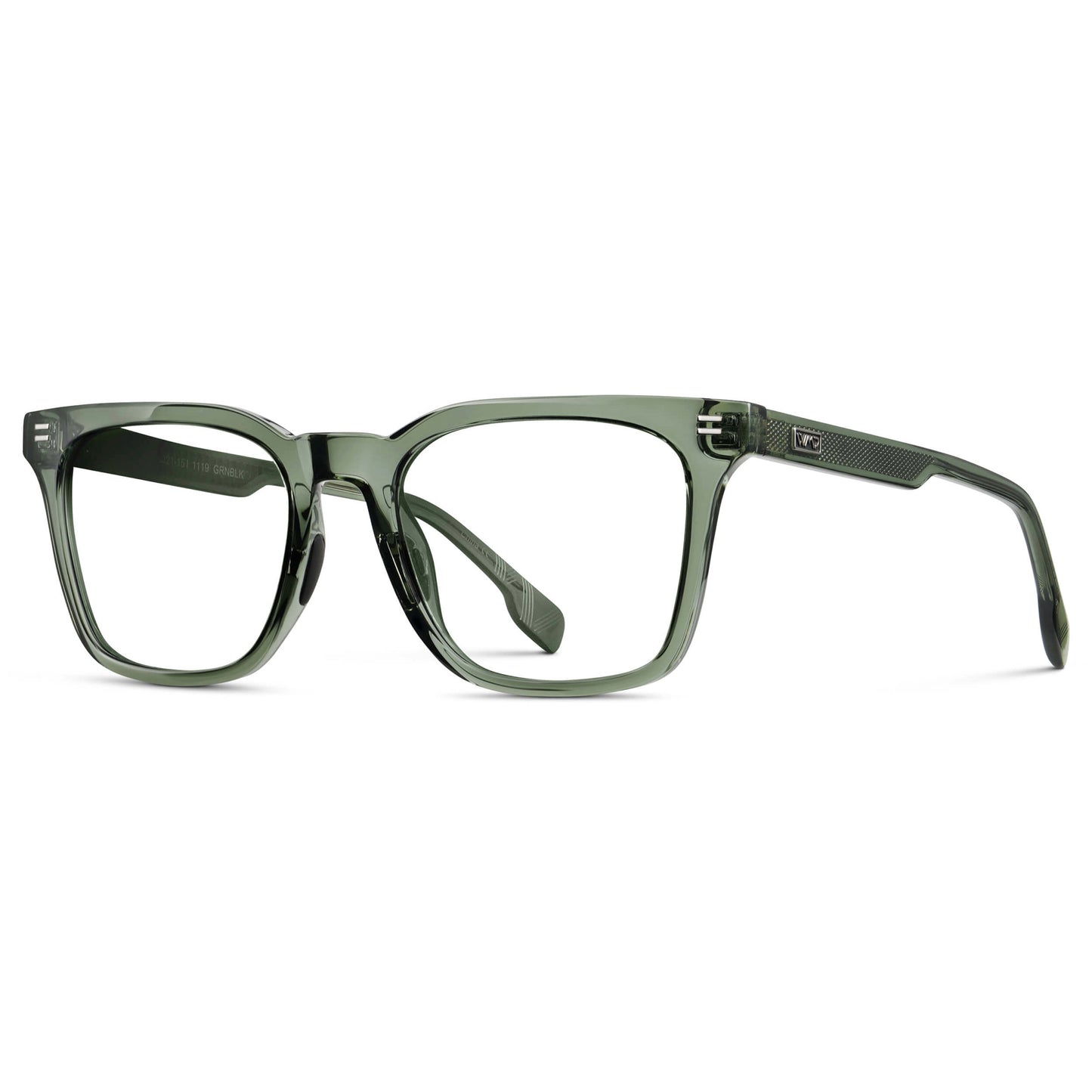 Crystal Agave Green || Men's Classic Rectangular Golf and Sport Eyeglasses with Green Acetate Frame and Clear Prescription Lens