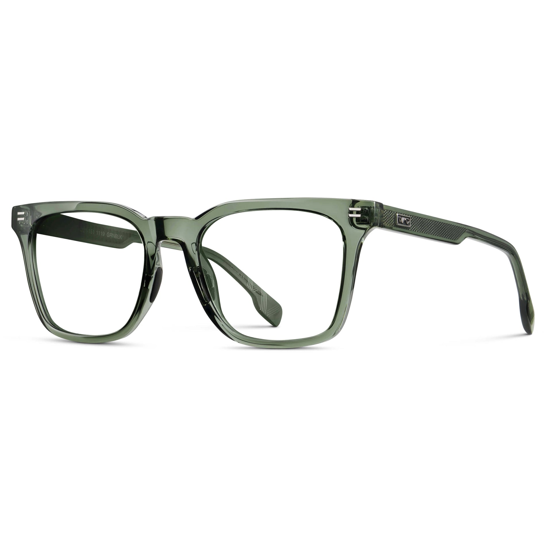 Crystal Agave Green || Men's Classic Rectangular Golf and Sport Eyeglasses with Green Acetate Frame and Clear Prescription Lens