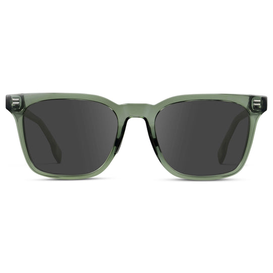 Crystal Agave Green / Grey || Men's Classic Rectangular Golf and Sport Prescription Sunglasses with Green Acetate Frame and Grey Prescription Lens