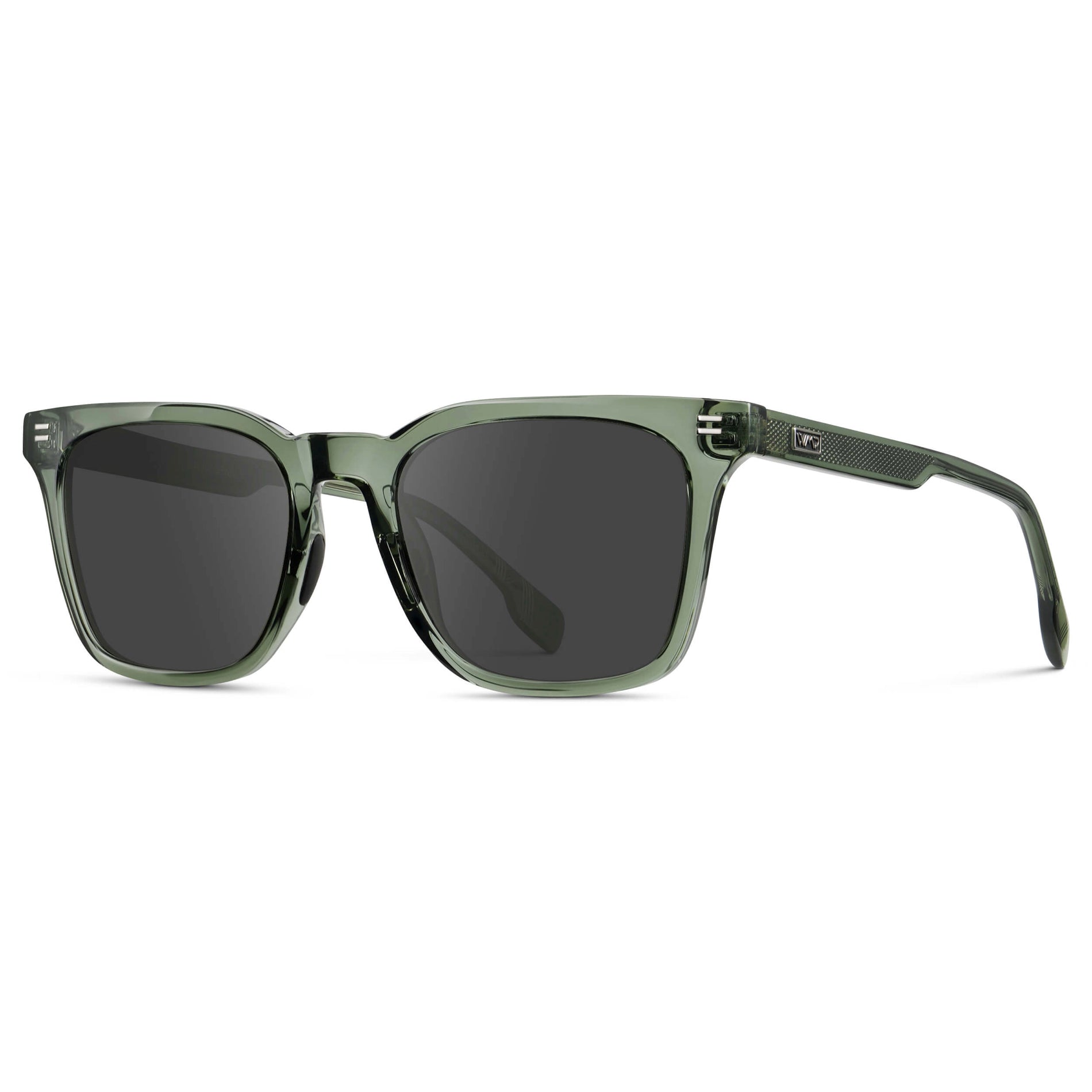 Crystal Agave Green / Grey || Men's Classic Rectangular Golf and Sport Prescription Sunglasses with Green Acetate Frame and Grey Prescription Lens
