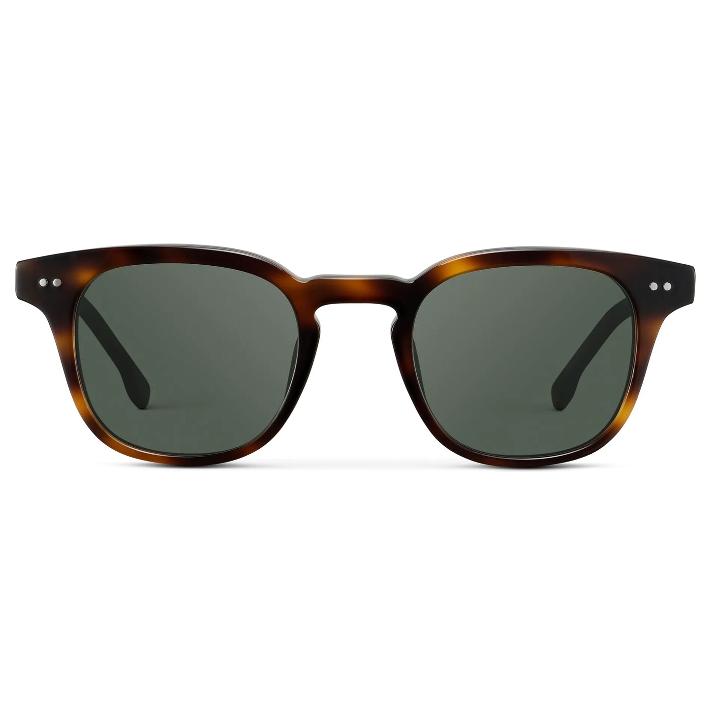 Brown Tortoise / Smoke Green Lens || Men's Polarized Sunglasses with a Lightweight Acetate Brown Tortoise Frame and Smoke Green Lenses on a white background