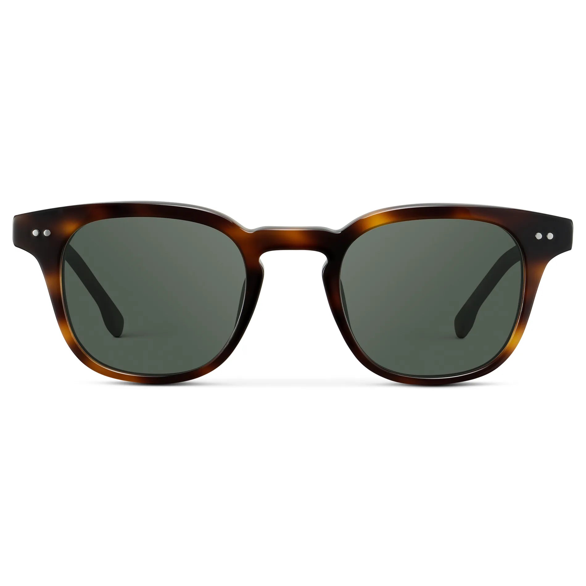 Brown Tortoise / Smoke Green Lens || Men's Polarized Sunglasses with a Lightweight Acetate Brown Tortoise Frame and Smoke Green Lenses on a white background