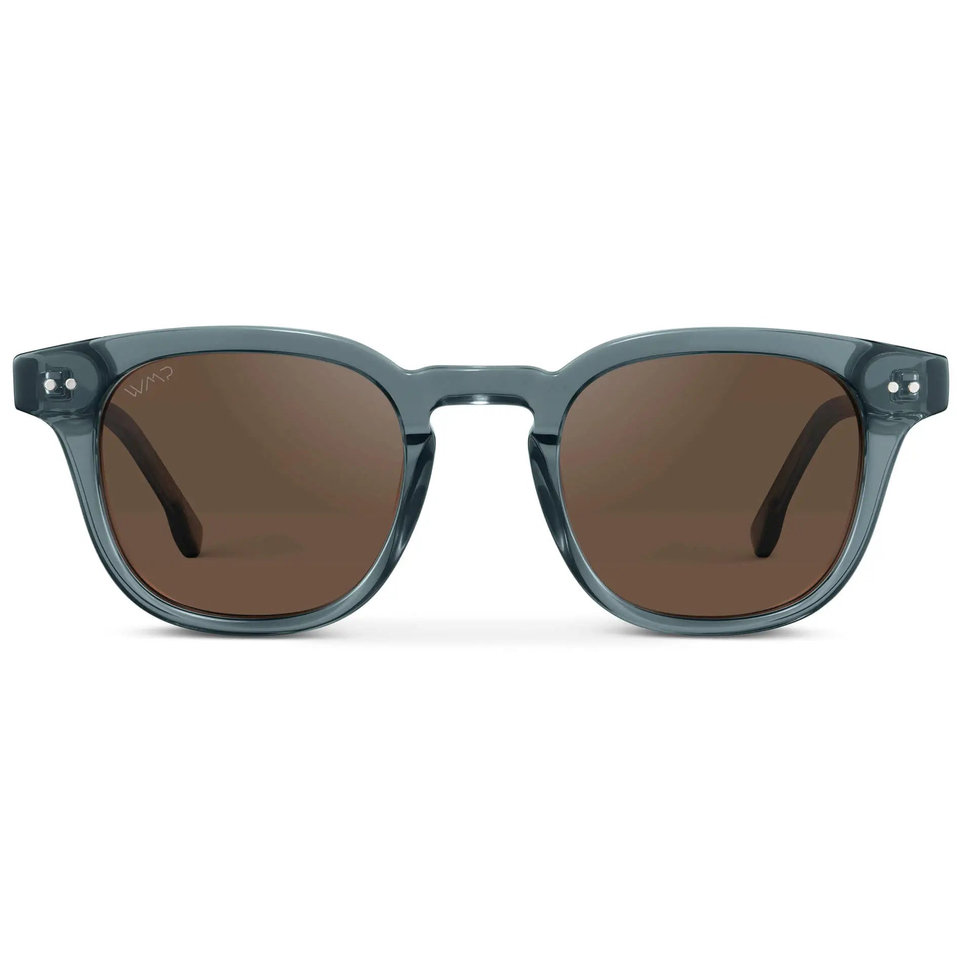 Crystal Stone Blue / Brown Lens || Men's Polarized Lightweight Acetate Blue Frame Sunglasses with Brown Lenses