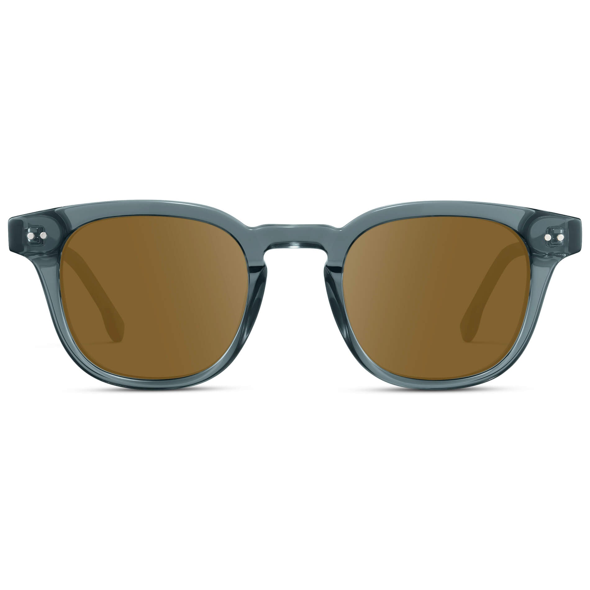 Crystal Stone Blue / Amber Lens || Men's Square Prescription Sunglasses with Blue Acetate Frame and Brown Prescription Lenses