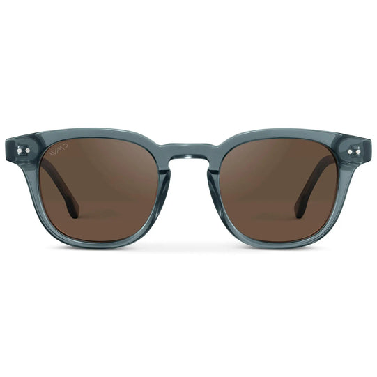 Crystal Stone Blue / Brown Lens || Men's Polarized Lightweight Acetate Blue Frame Sunglasses with Brown Lenses