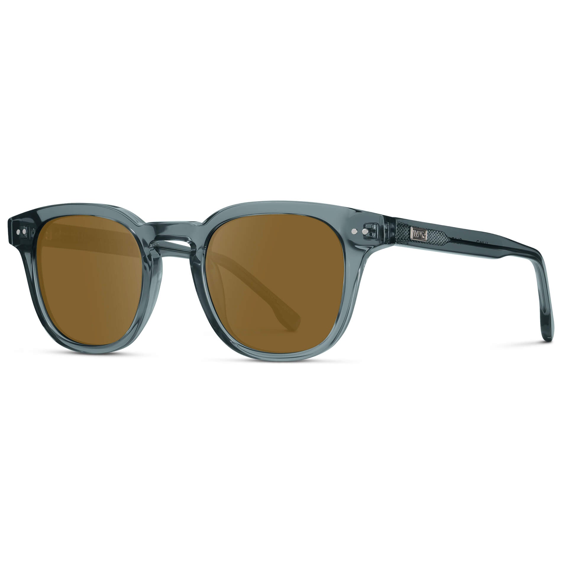 Crystal Stone Blue / Amber Lens || Men's Square Prescription Sunglasses with Blue Acetate Frame and Brown Prescription Lenses