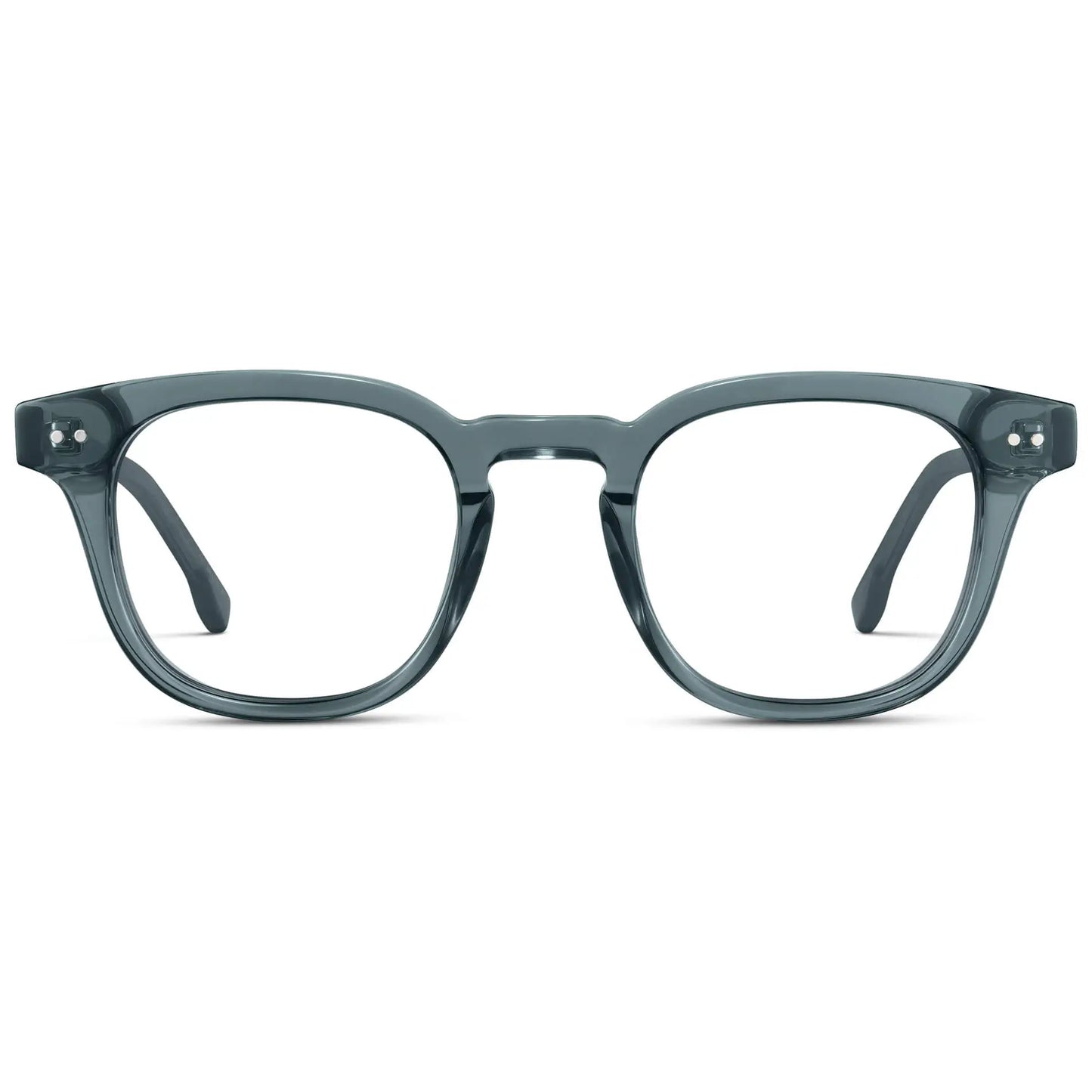 Crystal Stone Blue || Men's Square Prescription Eyeglasses with Crystal Blue Acetate Frame and Clear Prescription Lenses on a white background