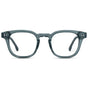 Crystal Stone Blue || Men's Square Prescription Eyeglasses with Crystal Blue Acetate Frame and Clear Prescription Lenses on a white background