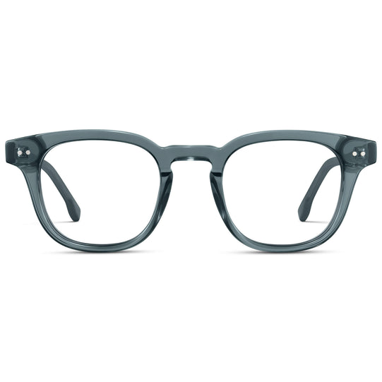 Crystal Stone Blue || Men's Square Prescription Eyeglasses with Crystal Blue Acetate Frame and Clear Prescription Lenses