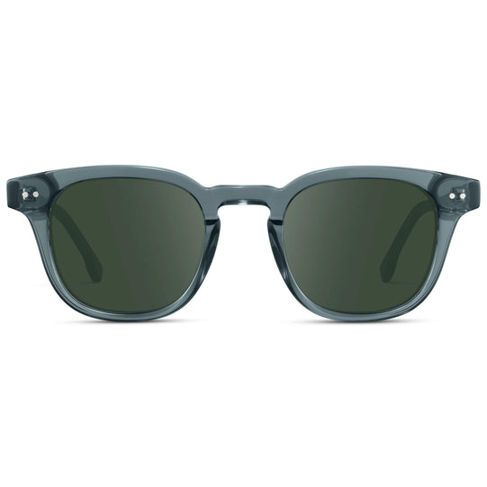 Crystal Stone Blue / G15 Lens || Men's Square Prescription Sunglasses with Blue Acetate Frame and Green Prescription Lenses