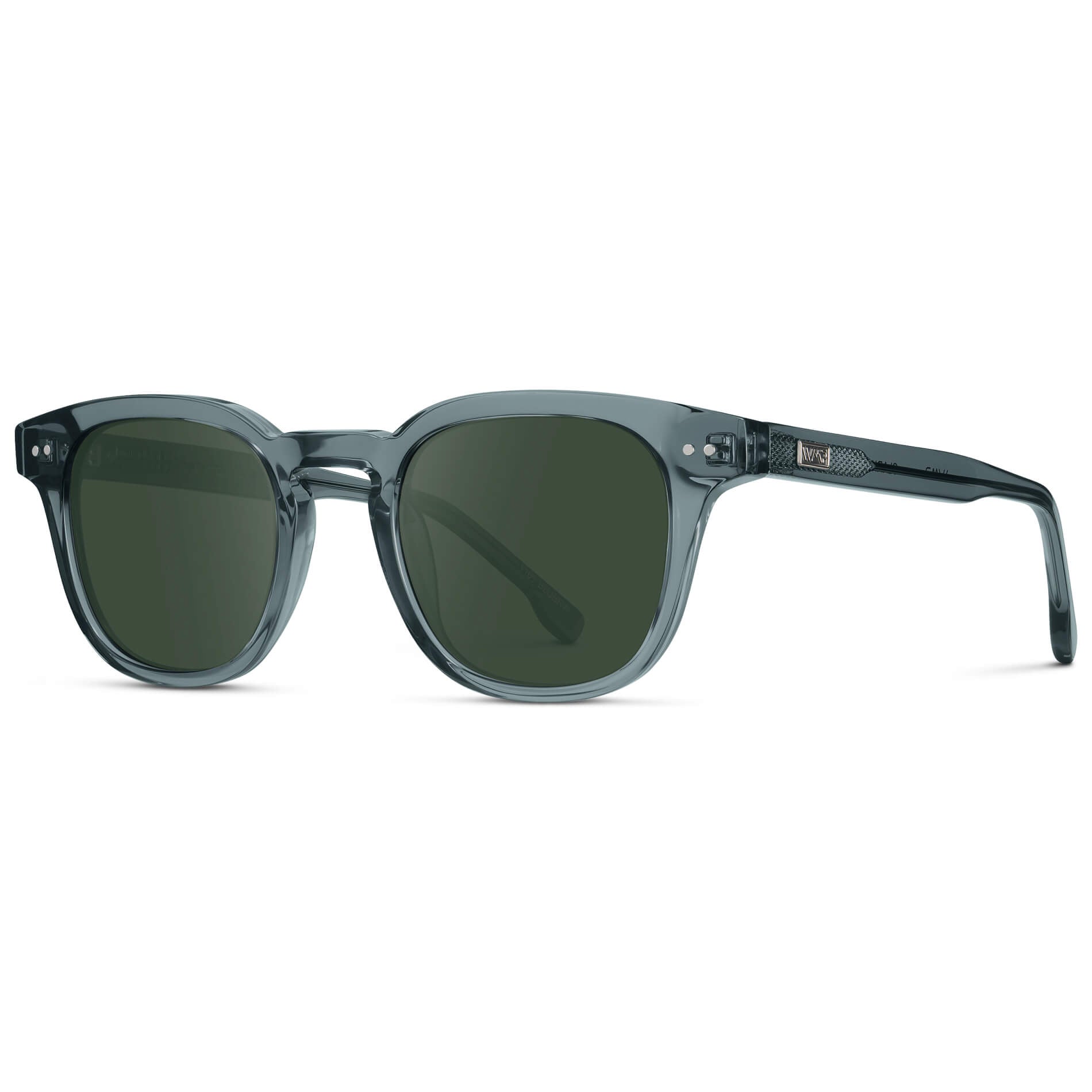 Crystal Stone Blue / G15 Lens || Men's Square Prescription Sunglasses with Blue Acetate Frame and Green Prescription Lenses