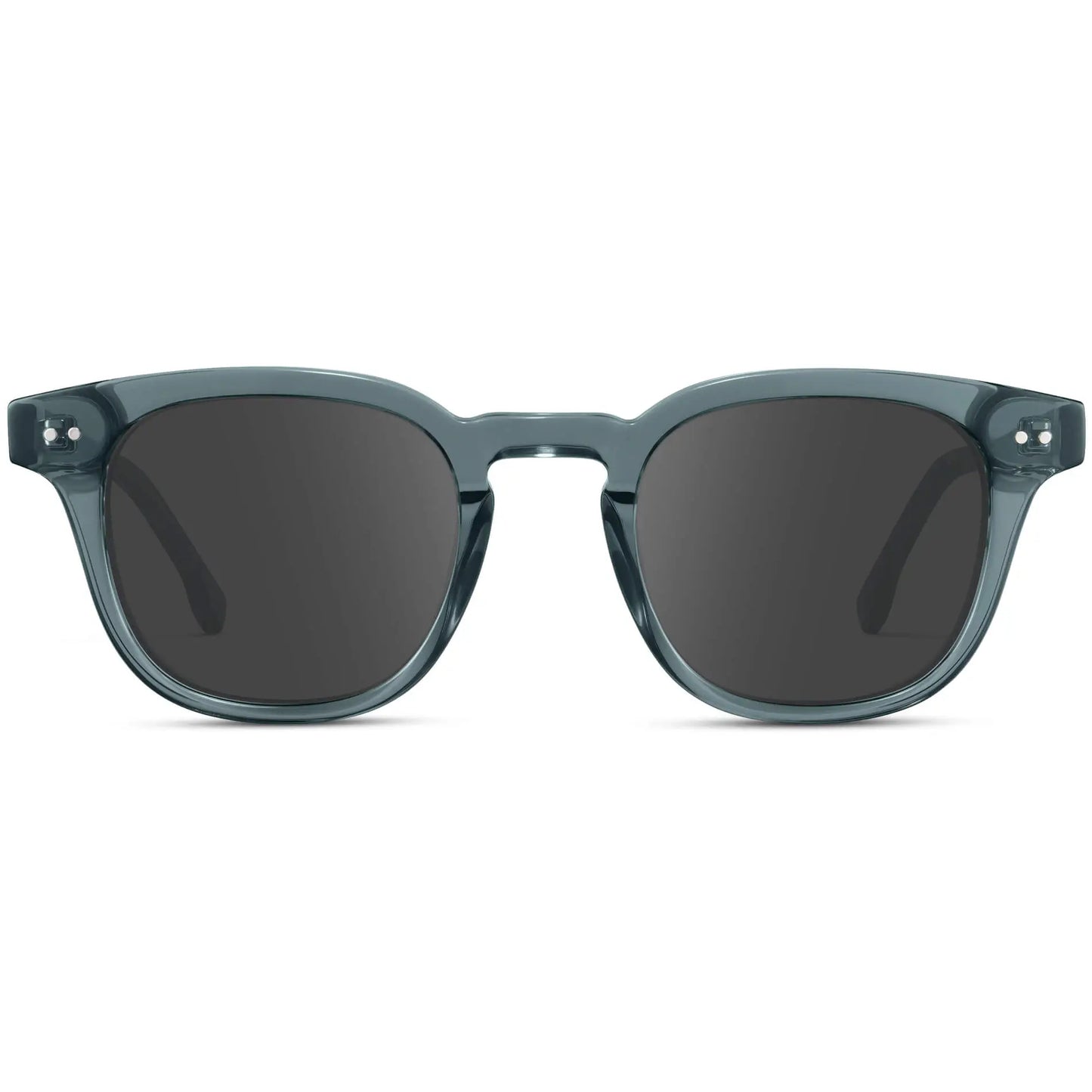 Crystal Stone Blue / Grey || Front view of Men's Square Prescription Sunglasses with Blue Acetate Frame and Grey Prescription Lenses