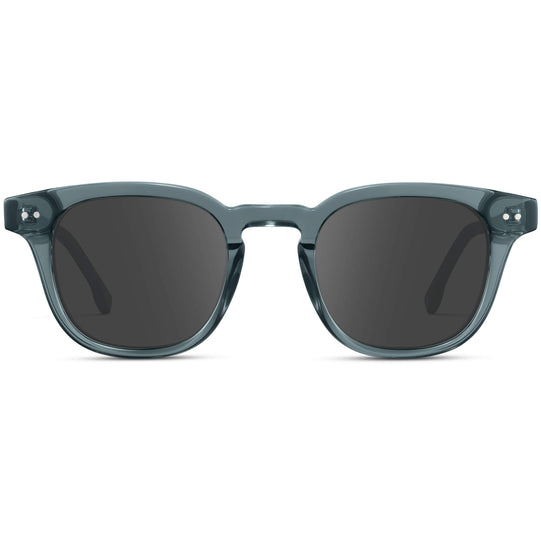 Crystal Stone Blue / Grey Lens || Men's Square Prescription Sunglasses with Blue Acetate Frame and Grey Prescription Lenses