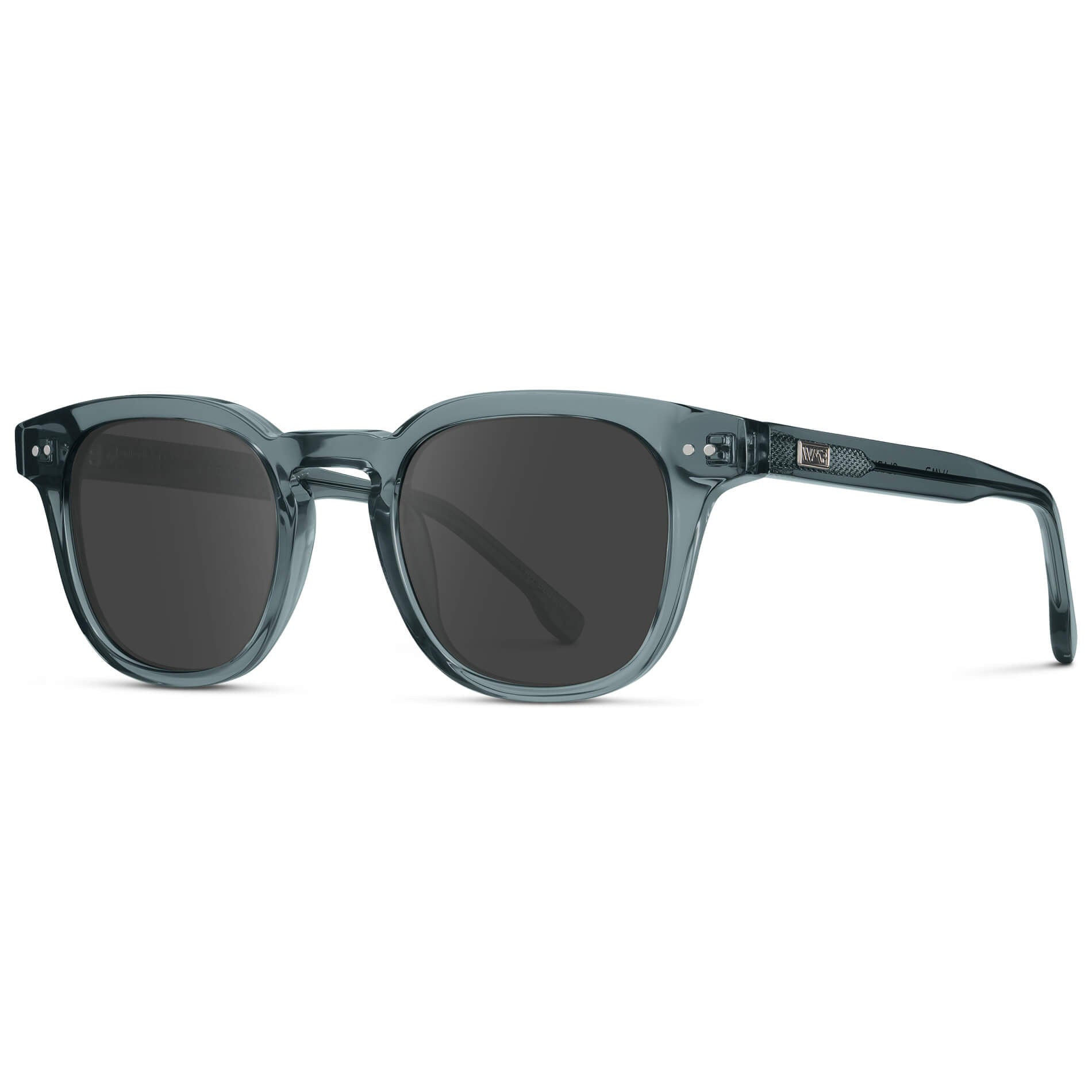 Crystal Stone Blue / Grey Lens || Men's Square Prescription Sunglasses with Blue Acetate Frame and Grey Prescription Lenses