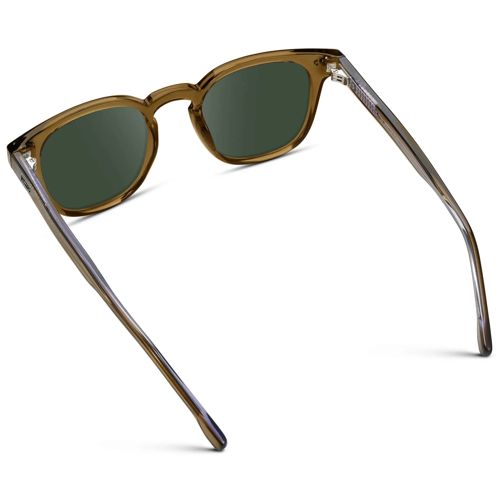 Crystal Verde / G15 || Back view of Men's Square Prescription Sunglasses with Crystal Verde Acetate Frame and Green Prescription Lenses
