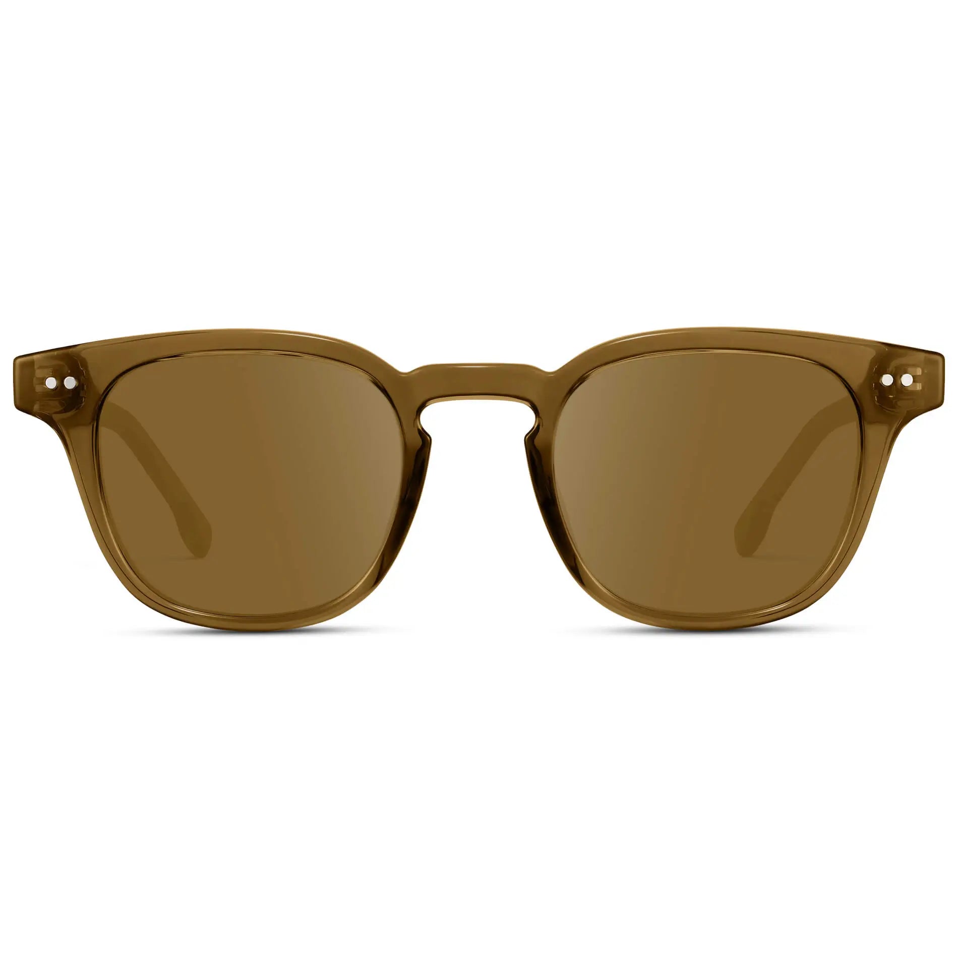 Crystal Verde / Amber || Front view of Men's Square Prescription Sunglasses with Crystal Verde Acetate Frame and Brown Prescription Lenses