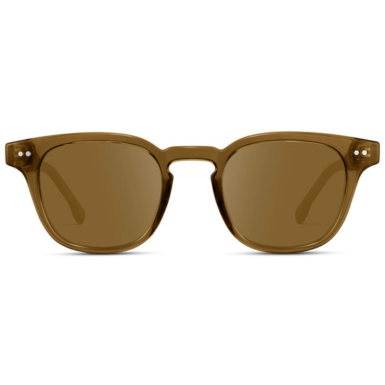 Crystal Verde / Amber Lens || Men's Square Prescription Sunglasses with Crystal Verde Acetate Frame and Brown Prescription Lenses