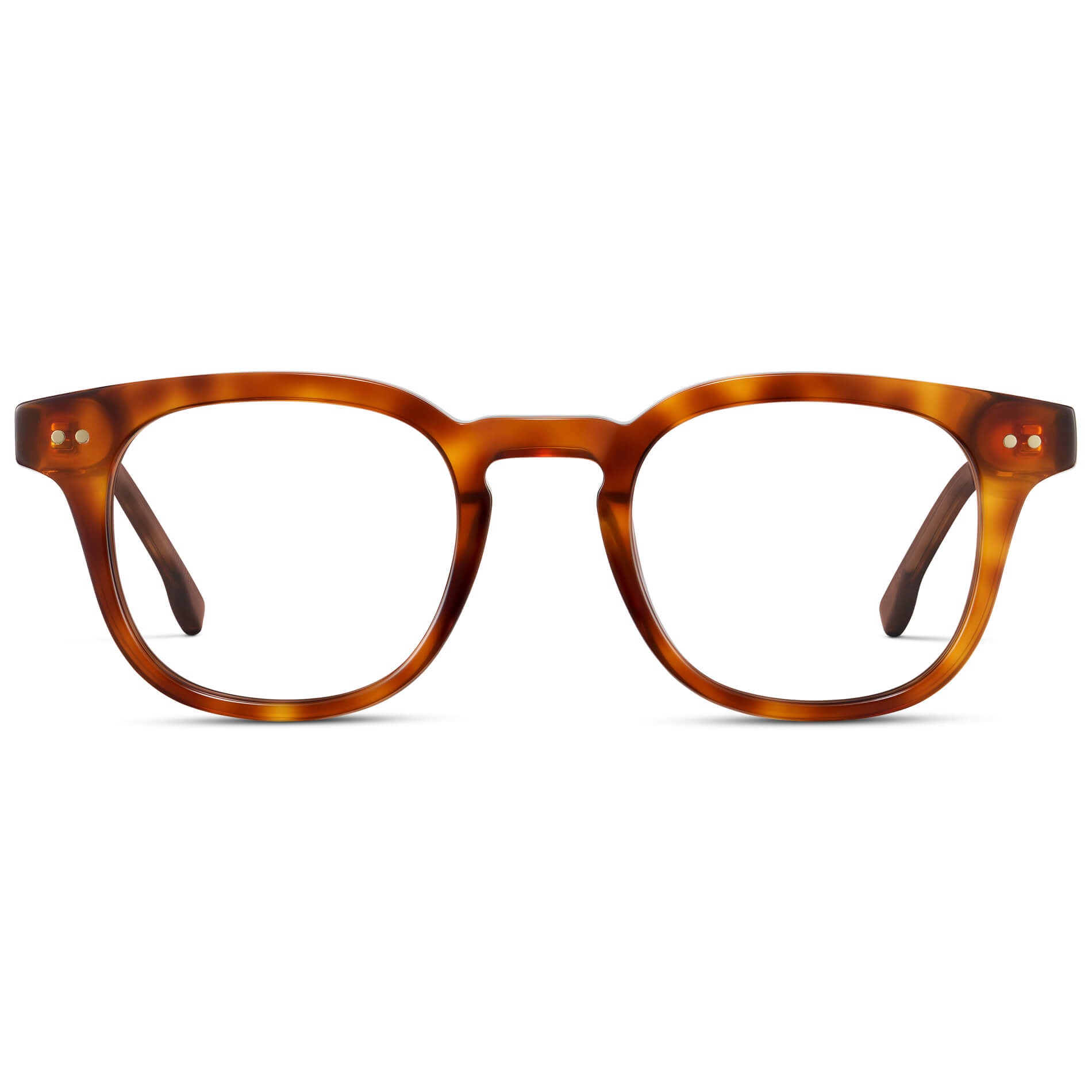 Saddlewood Tortoise || Men's Square Prescription Eyeglasses with Orange Tortoise Acetate Frame and Clear Prescription Lenses