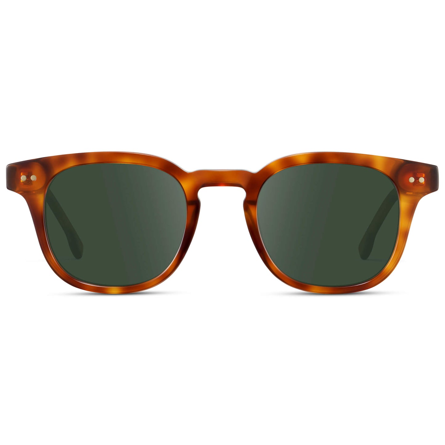Saddlewood Tortoise / G15 Lens || Men's Square Prescription Sunglasses with Orange Tortoise Acetate Frame and Green Prescription Lenses