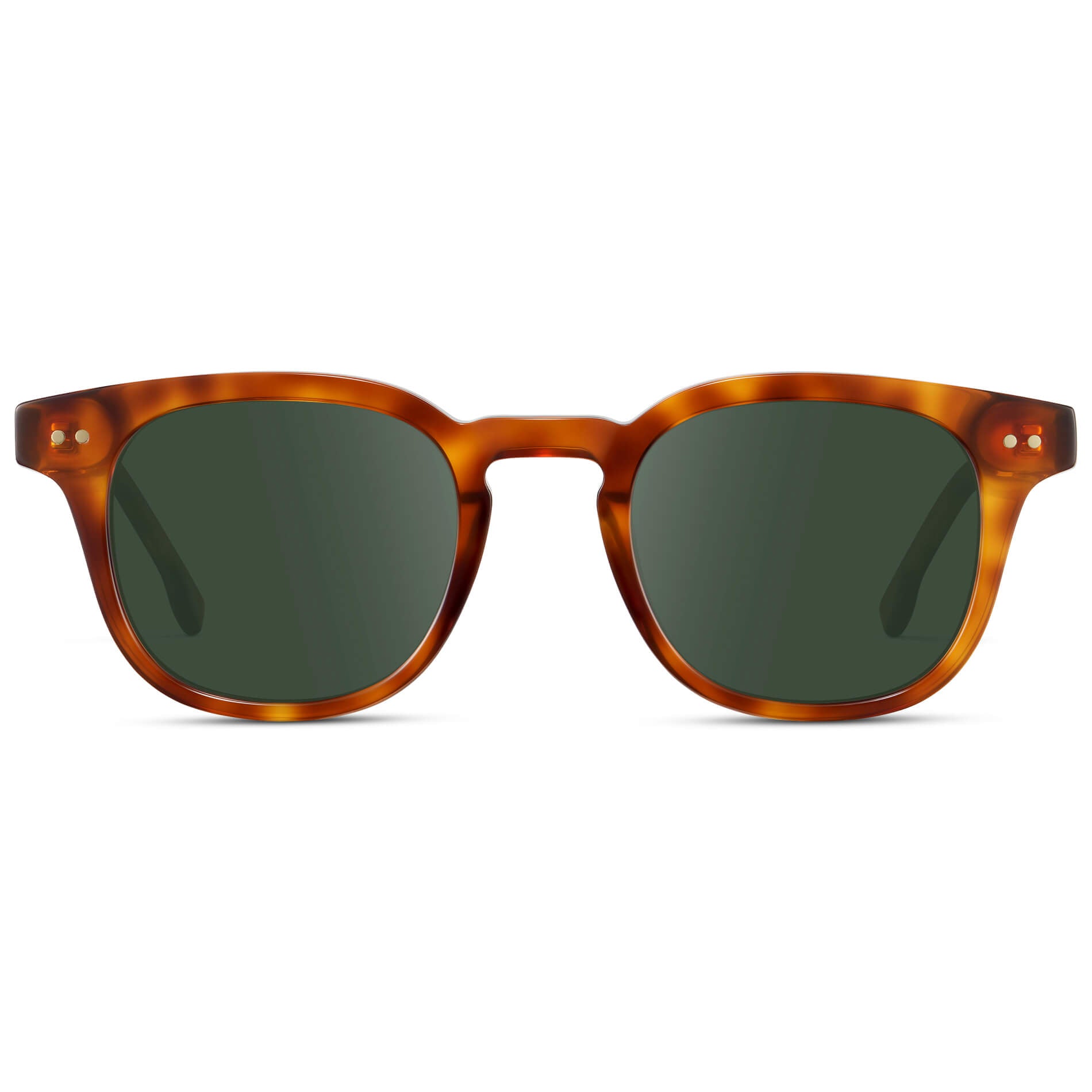 Saddlewood Tortoise / G15 Lens || Men's Square Prescription Sunglasses with Orange Tortoise Acetate Frame and Green Prescription Lenses