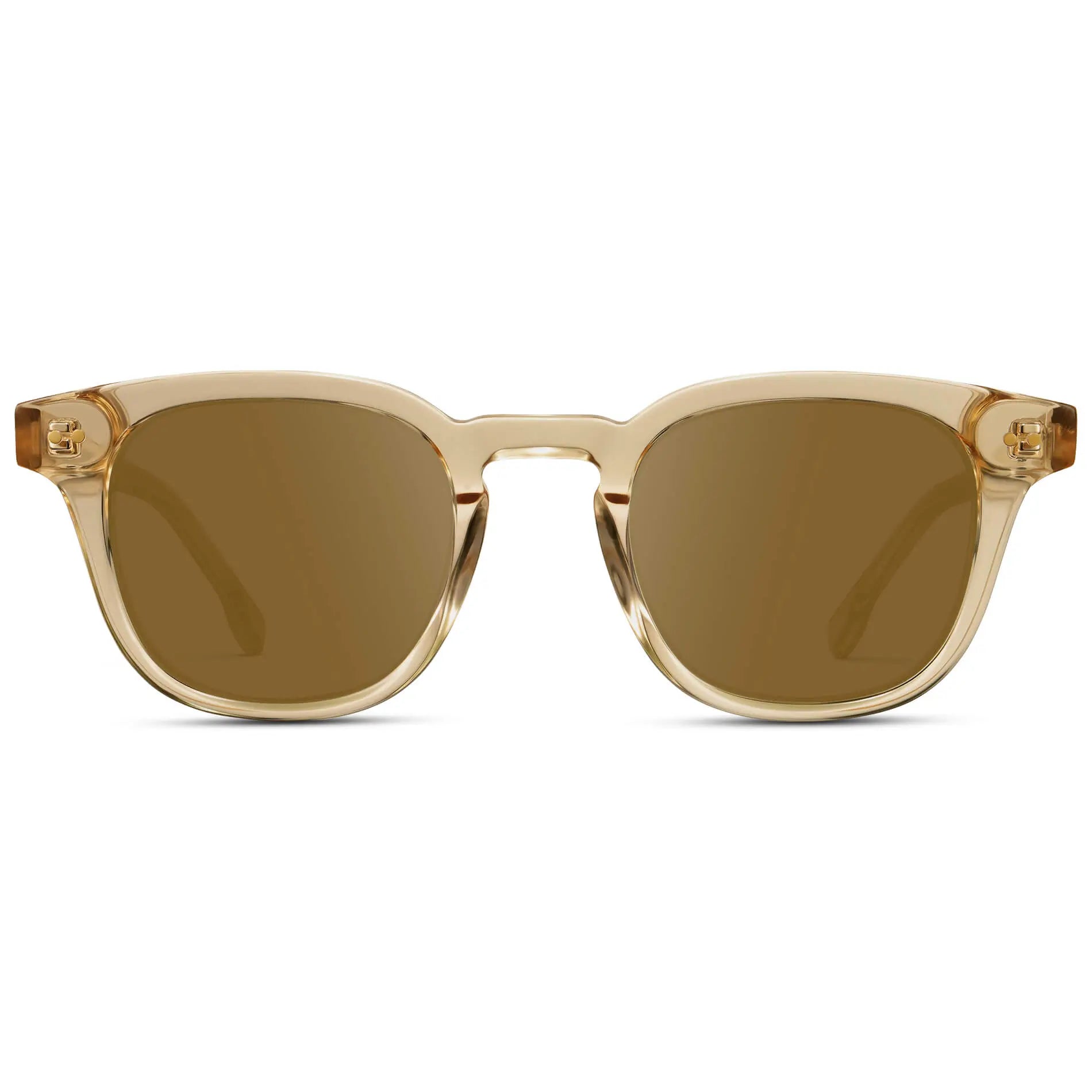 Crystal Champagne / Amber || Front view of Men's Square Prescription Sunglasses with Crystal Yellow Acetate Frame and Brown Prescription Lenses