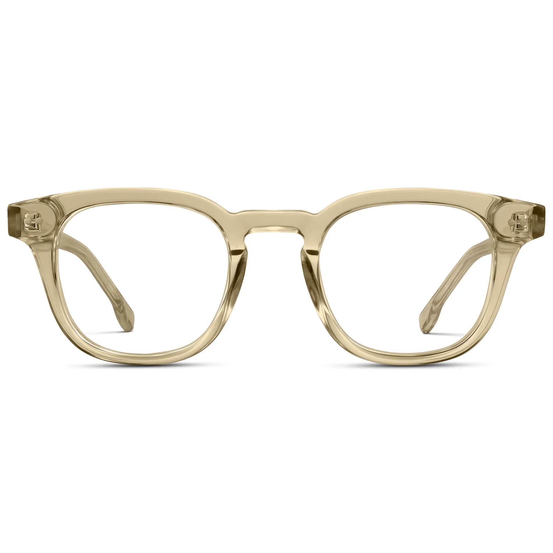 Crystal Champagne || Men's Square Prescription Eyeglasses with Crystal Champagne Acetate Frame and Clear Prescription Lenses on a white background
