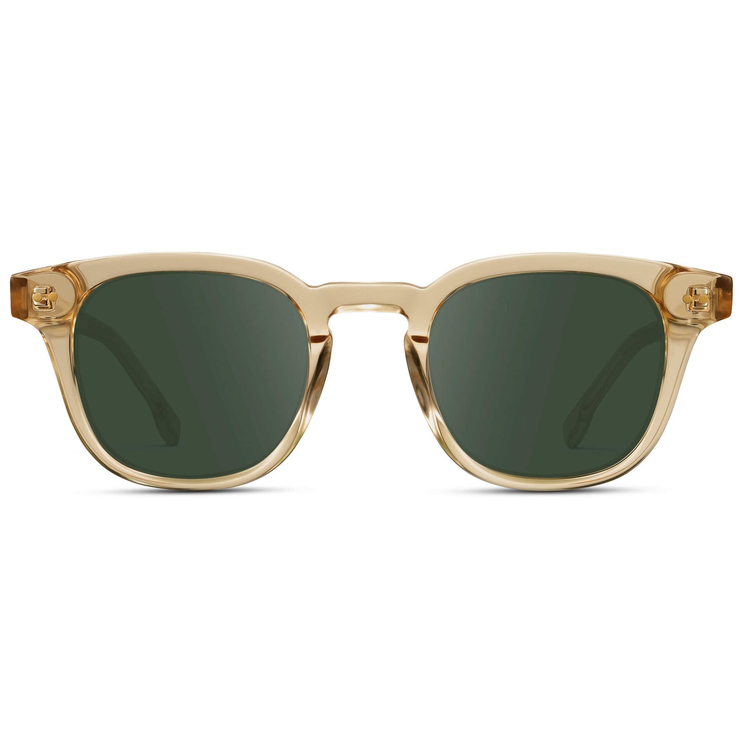 Crystal Champagne / G15 Lens || Men's Square Prescription Sunglasses with Crystal Yellow Acetate Frame and Green Prescription Lenses
