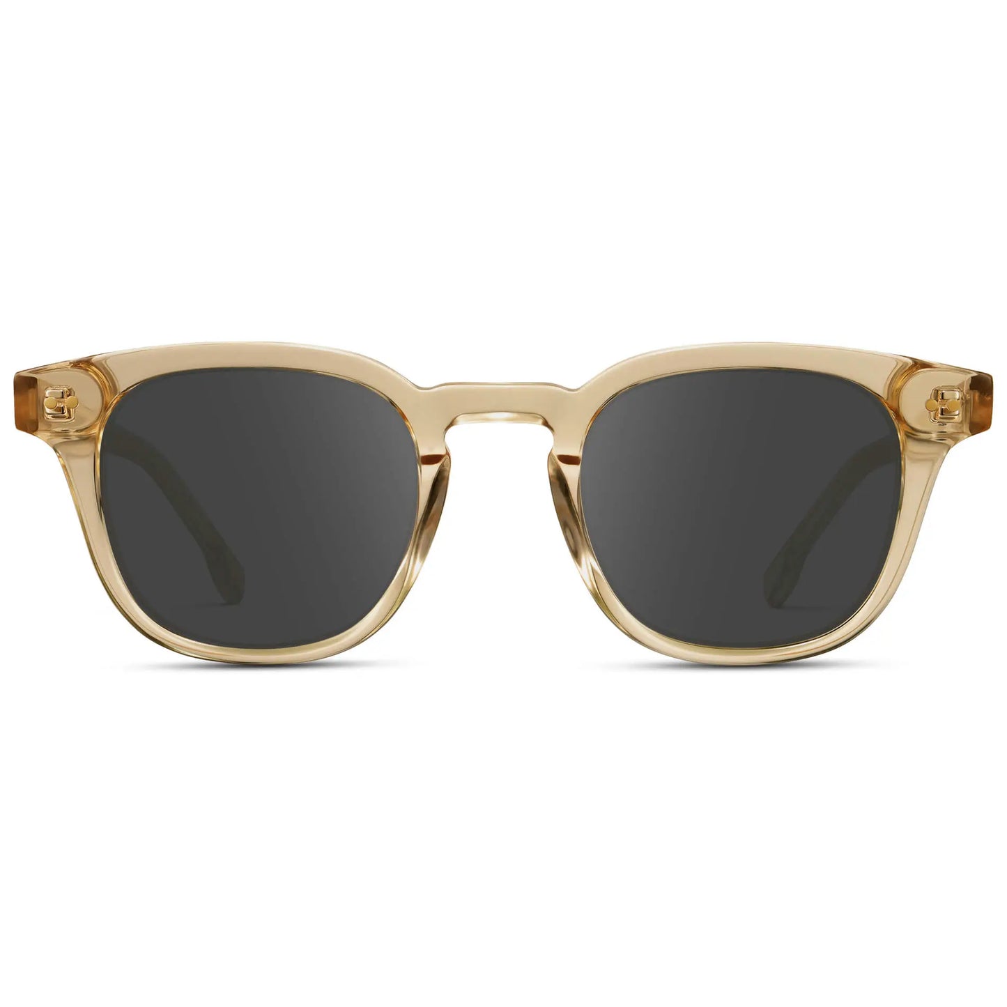 Crystal Champagne / Grey || Front view of Men's Square Prescription Sunglasses with Crystal Yellow Acetate Frame and Grey Prescription Lenses