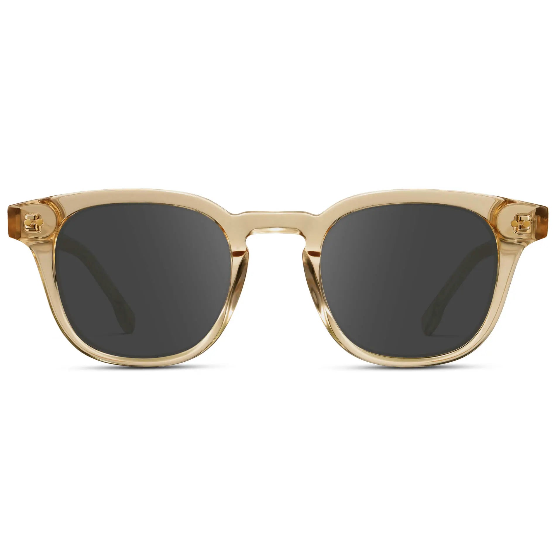 Crystal Champagne / Grey || Front view of Men's Square Prescription Sunglasses with Crystal Yellow Acetate Frame and Grey Prescription Lenses