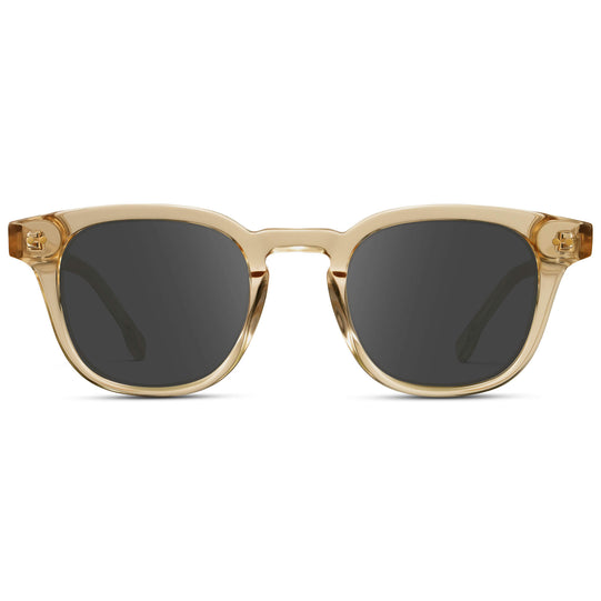 Crystal Champagne / Grey Lens || Men's Square Prescription Sunglasses with Crystal Yellow Acetate Frame and Grey Prescription Lenses