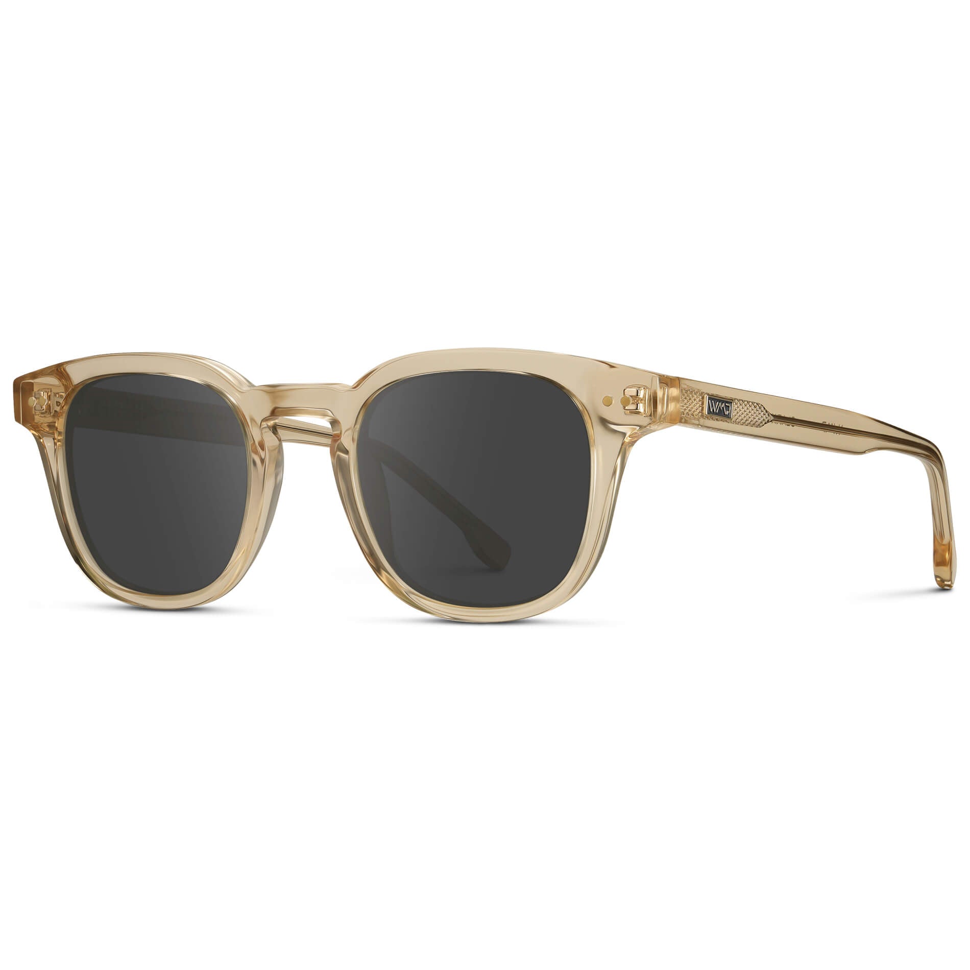 Crystal Champagne / Grey Lens || Men's Square Prescription Sunglasses with Crystal Yellow Acetate Frame and Grey Prescription Lenses