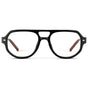 Black || Men's Geometric Aviator Prescription Eyeglasses with Black Frame and Clear Lens on a white background