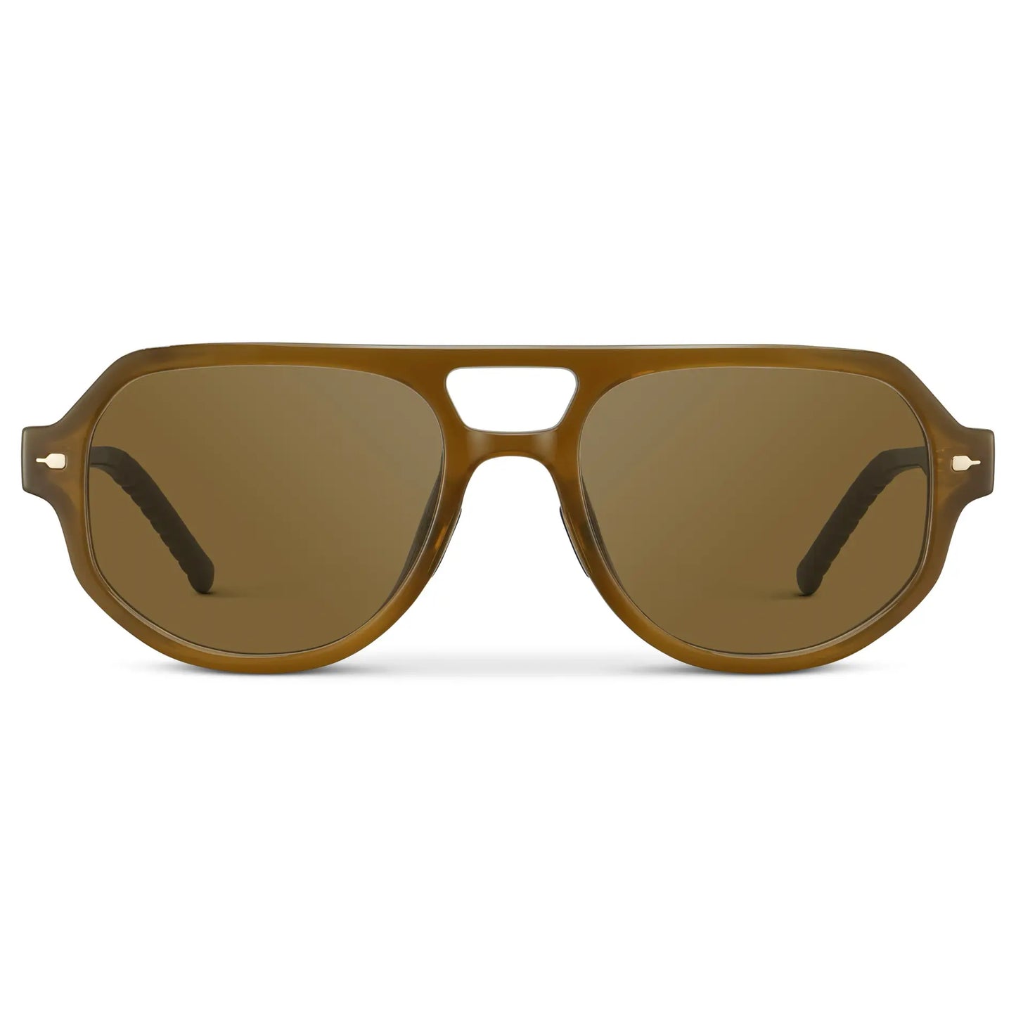 Dune Brown / Amber || Men's Geometric Aviator Prescription Sunglasses with Dune Brown Frame and Brown Lens on a white background
