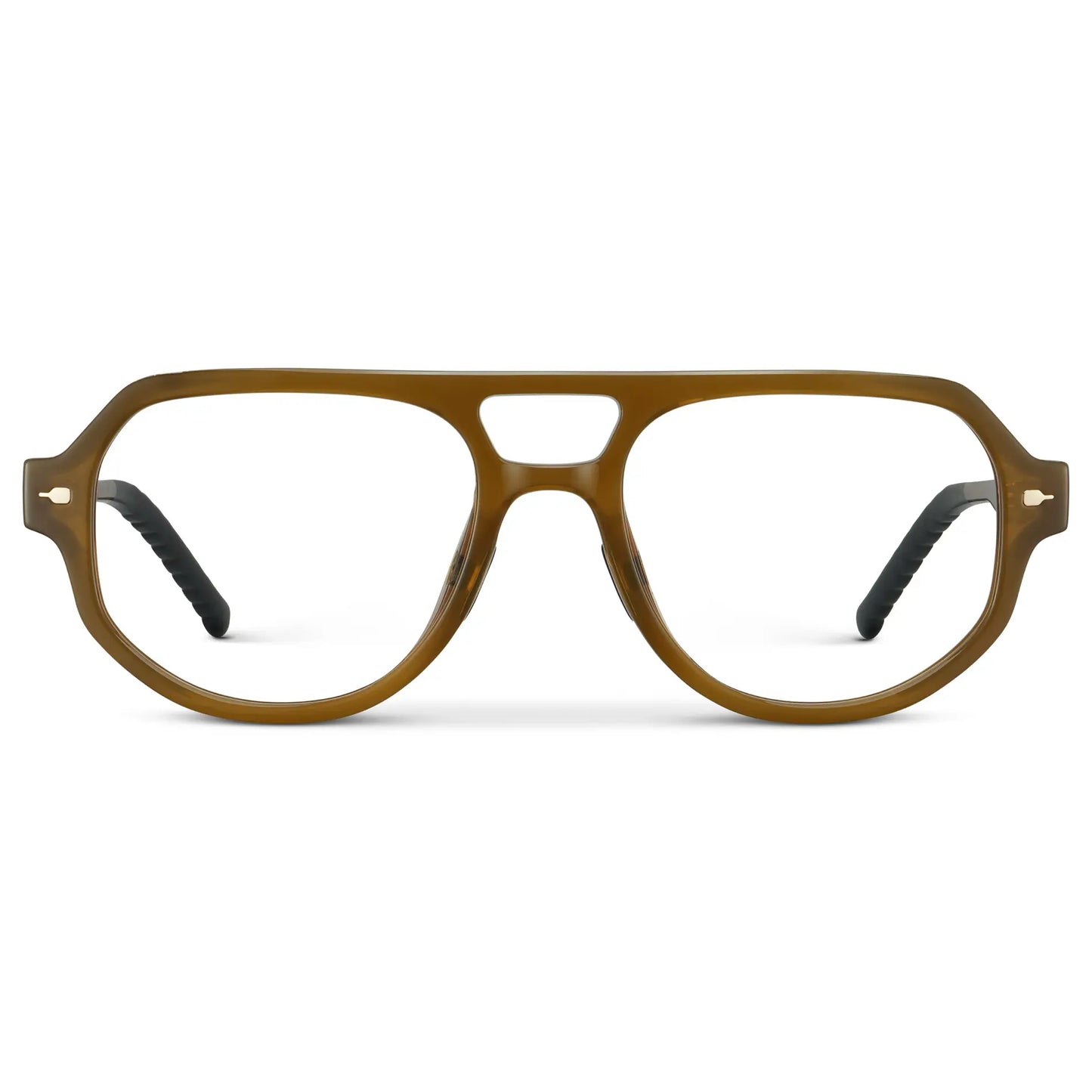 Dune Brown || Men's Geometric Aviator Prescription Eyeglasses with Dune Brown Frame and Clear Lens on a white background