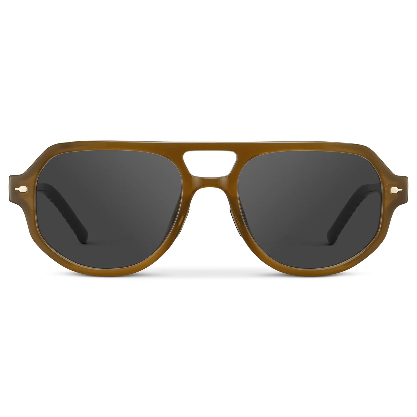 Dune Brown / Grey || Men's Geometric Aviator Prescription Sunglasses with Dune Brown Frame and Grey Lens on a white background
