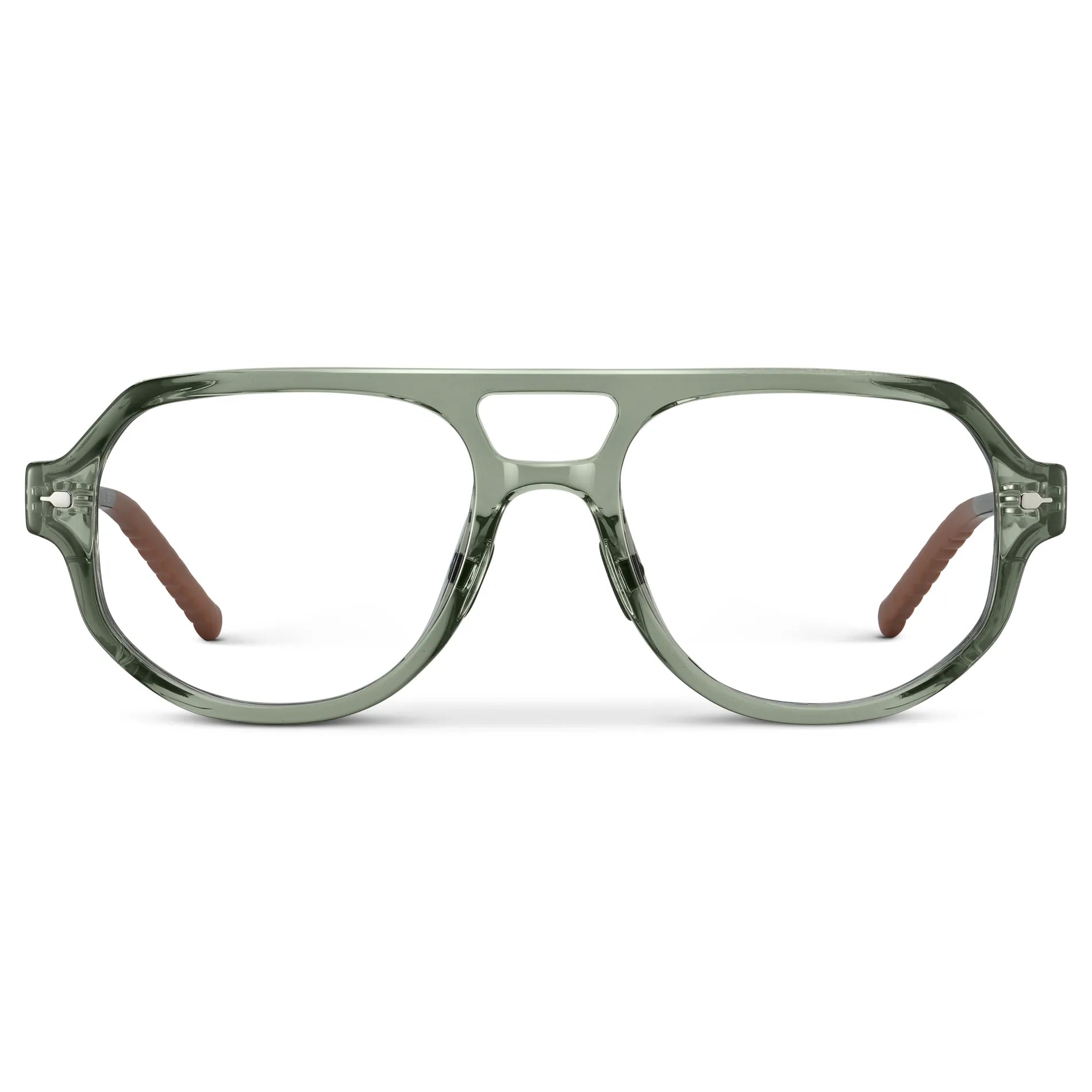 Sage Green || Men's Geometric Aviator Prescription Eyeglasses with Sage Green Frame and Clear Lens on a white background