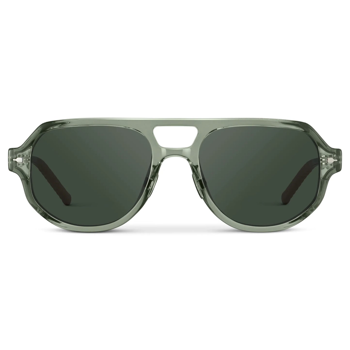 Sage Green / G15 || Men's Geometric Aviator Prescription Sunglasses with Sage Green Frame and Green Lens on a white background