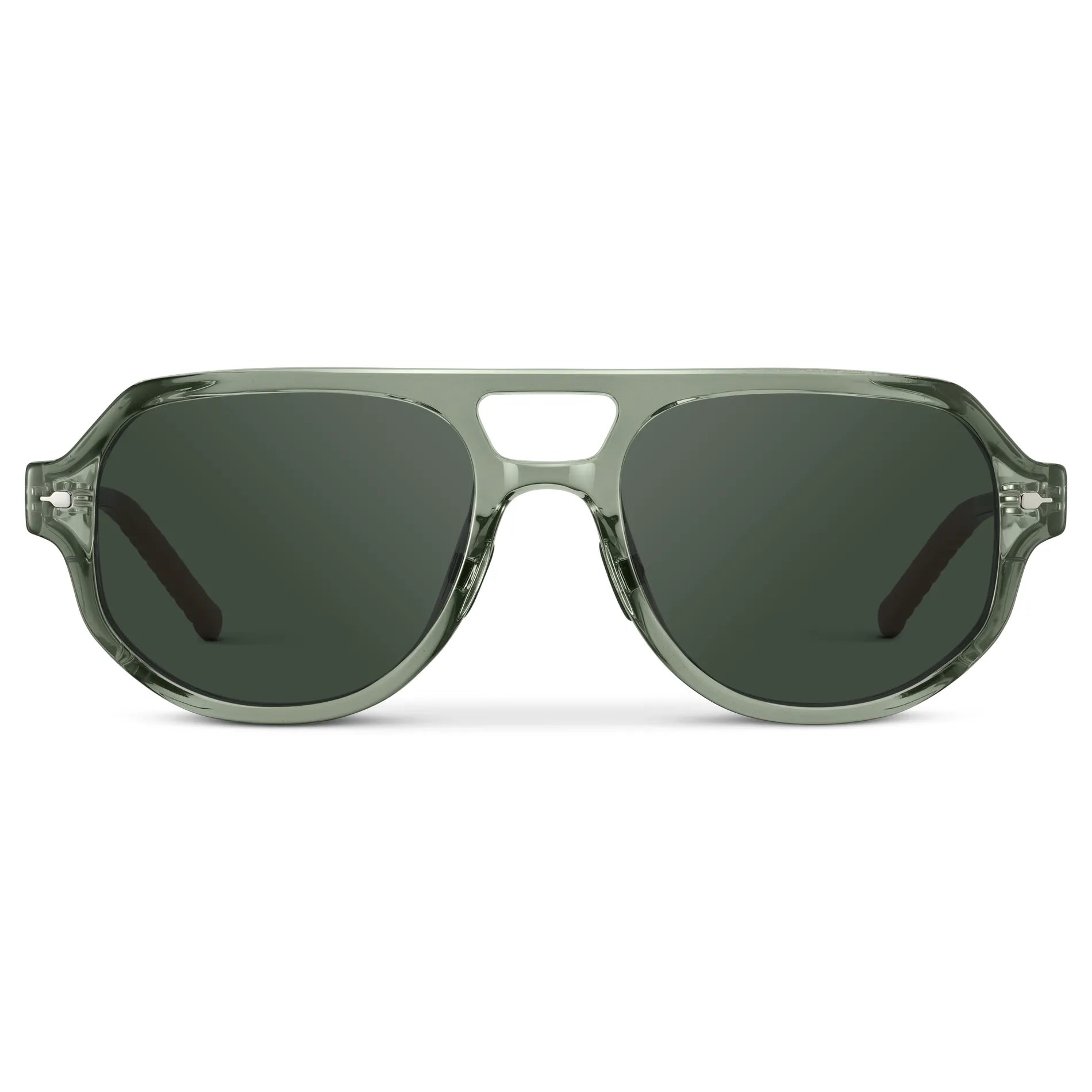 Sage Green / G15 || Men's Geometric Aviator Prescription Sunglasses with Sage Green Frame and Green Lens on a white background