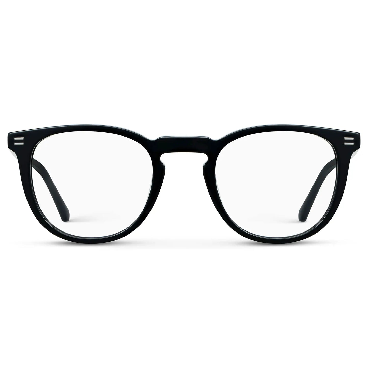 Black || Women's Round Blue Light Glasses with Black Acetate Frame and Clear Blue Light Blocking Lens on a white background