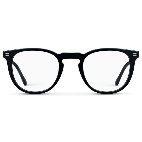 Black || Women's Round Blue Light Glasses with Black Acetate Frame and Clear Blue Light Blocking Lens