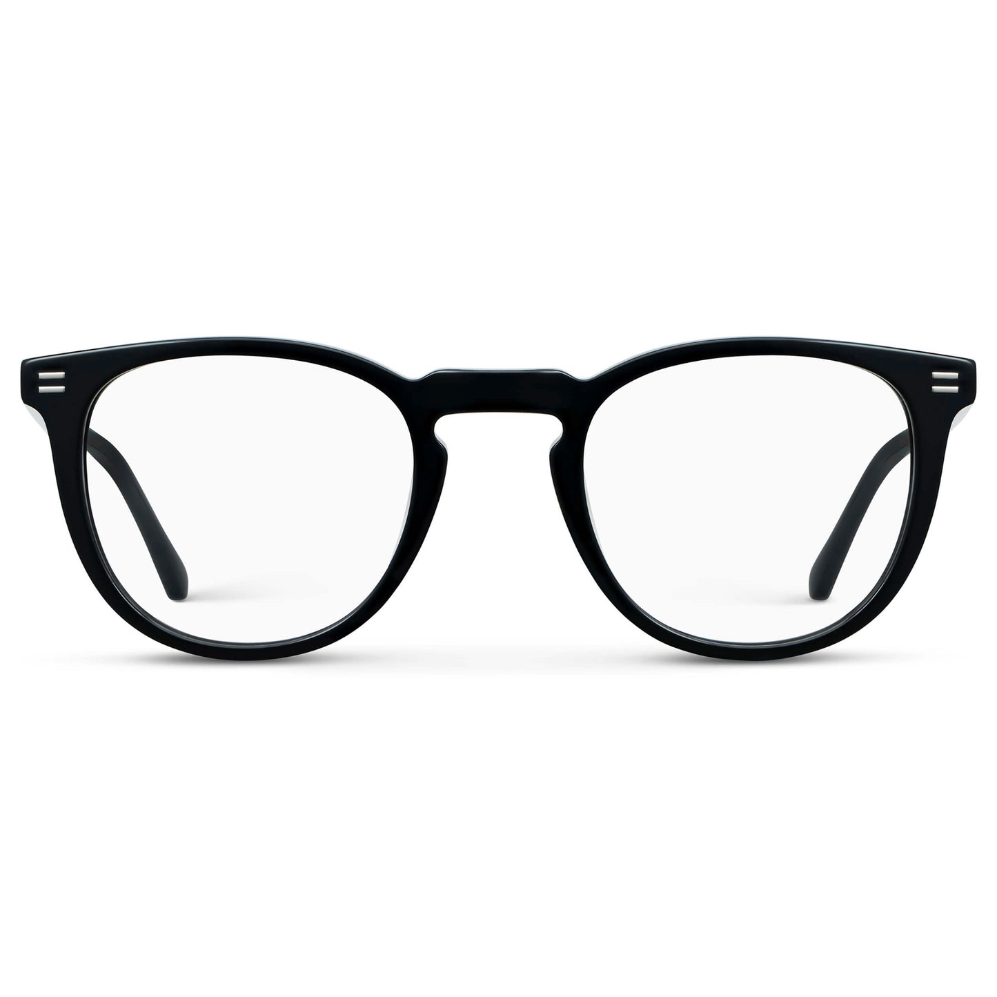 Black || Women's Round Eyeglasses with Black Acetate Frame and Clear Prescription Lens