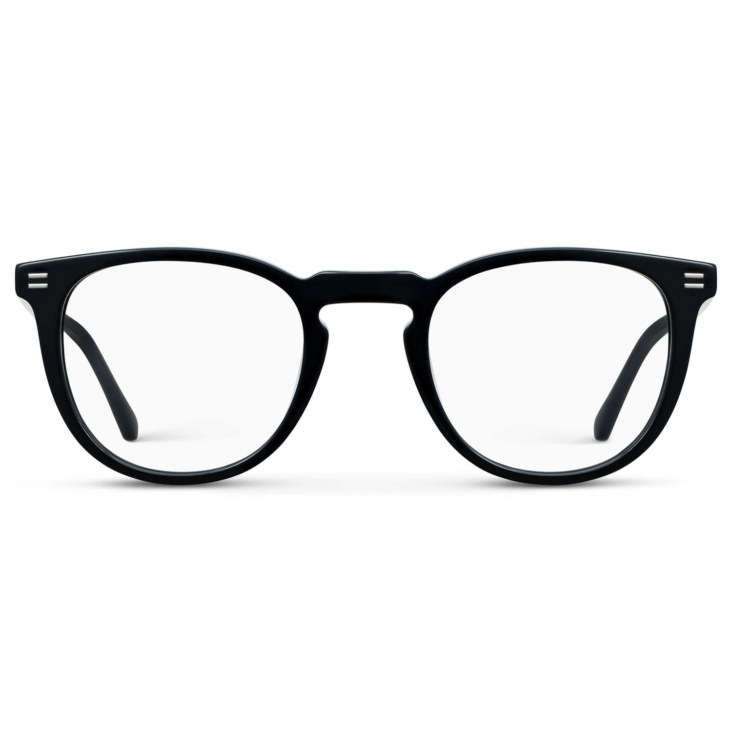 Black || Women's Round Eyeglasses with Black Acetate Frame and Clear Prescription Lens